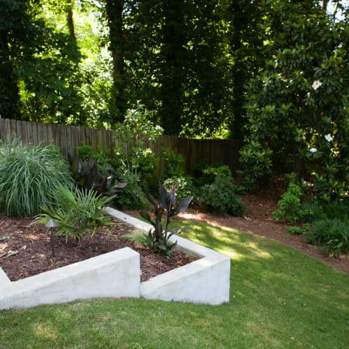 Raised planting bed for sloping backyard