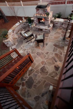 Brick and Stone Patio with Children's Garden by City Garden Company