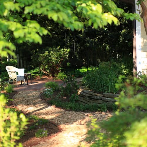 Shade garden with patio for reading and meditation