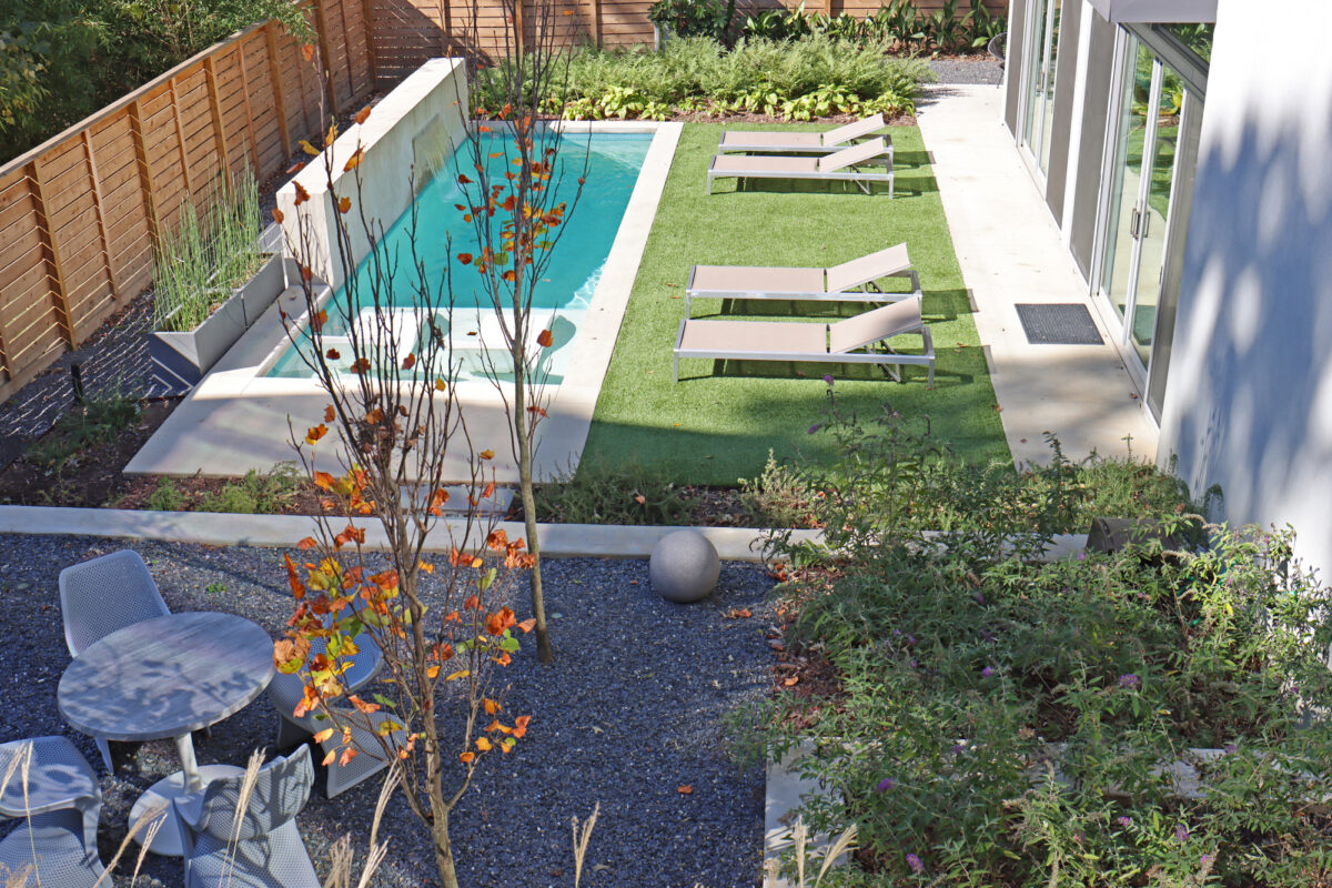 Compact backyard with patio and pool