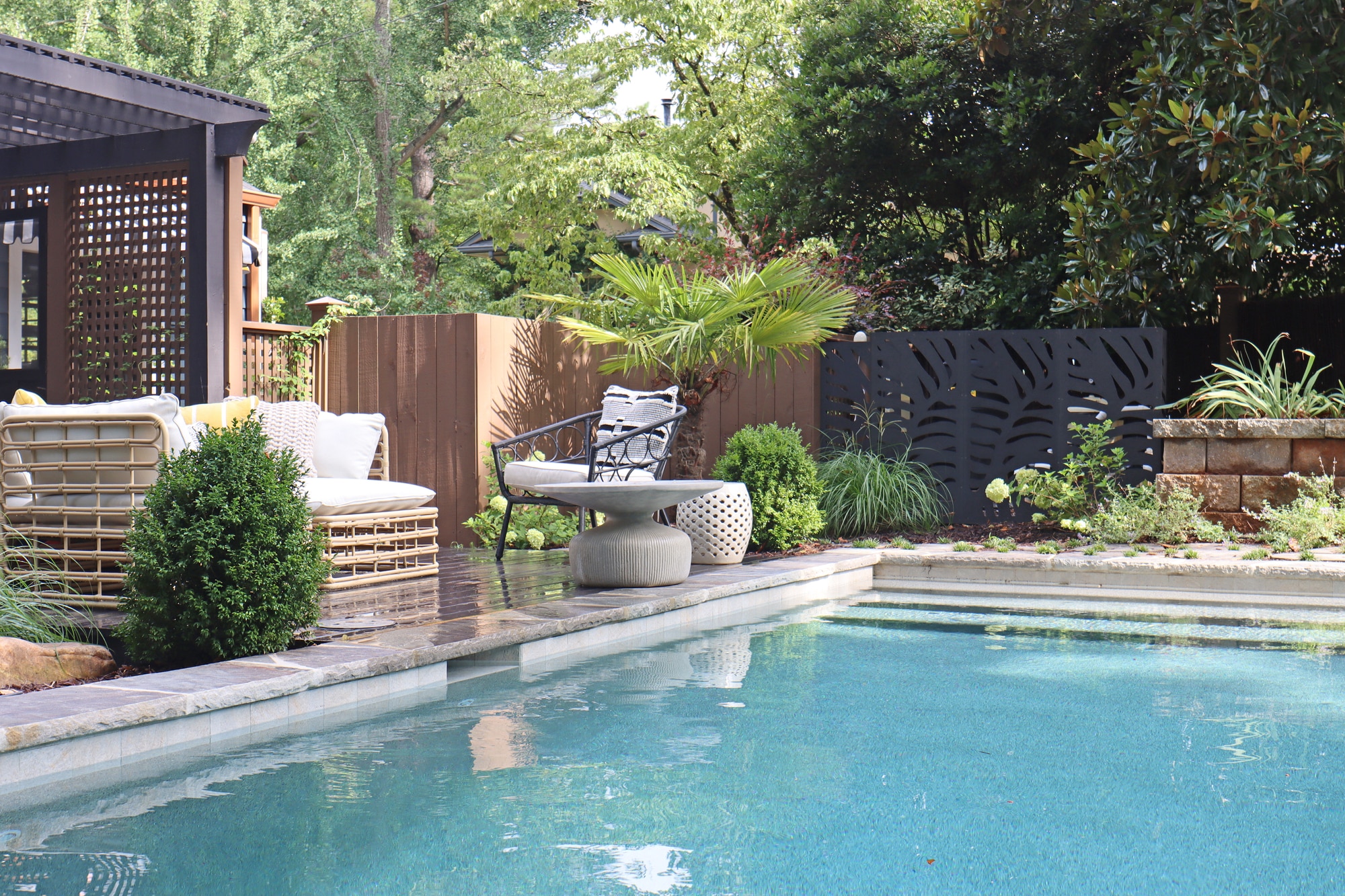 Modern backyard with pool and seating