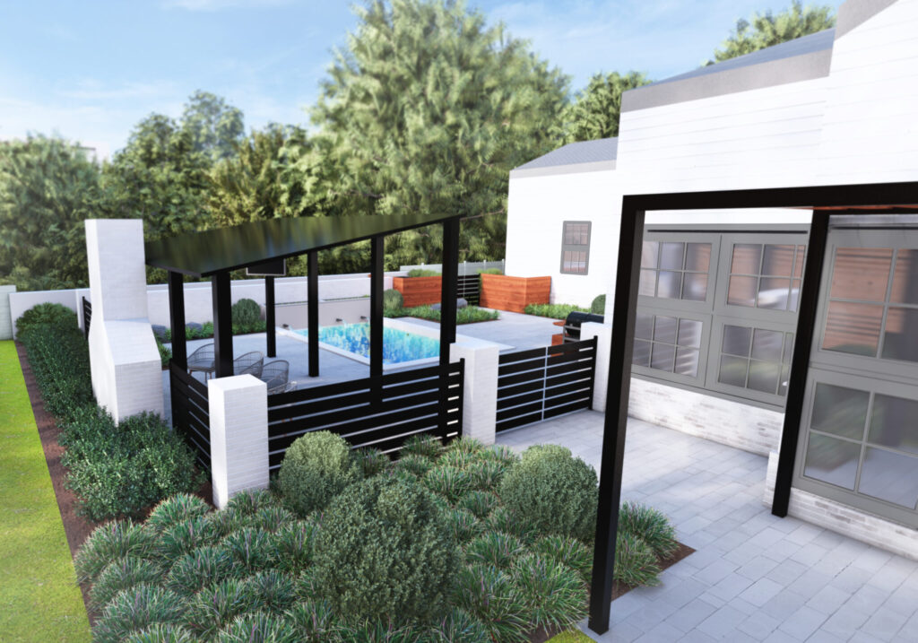 modern landscape design with pergola Athens GA